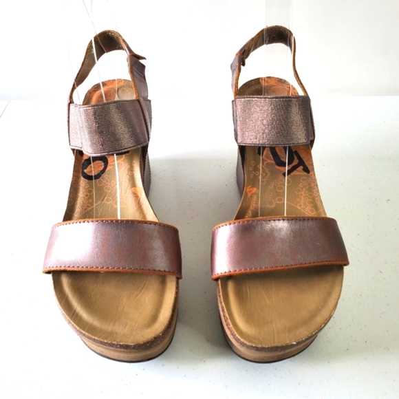 OTBT Bushnell Platform Sandal Size 9 Leather Distressed Metallic Chunky Shoe Y2K - Picture 4 of 15